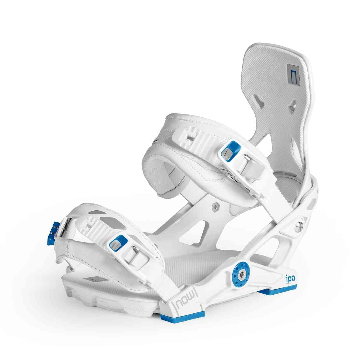 Men's Now Ipo snowboard bindings (white/blue) | InterSnow Snowboard Shop